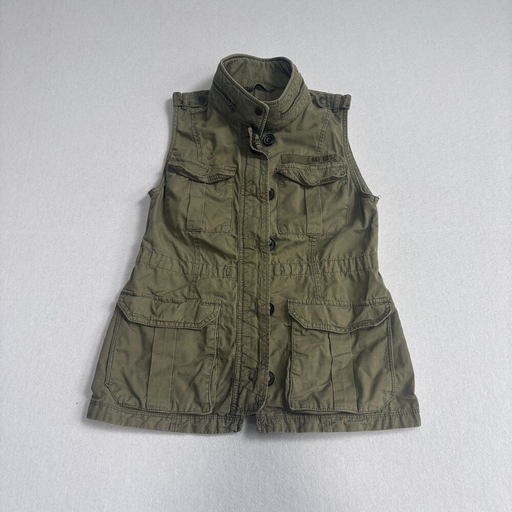 Abercrombie & Fitch Utility Military Vest Women's M Olive Green Cotton Combat